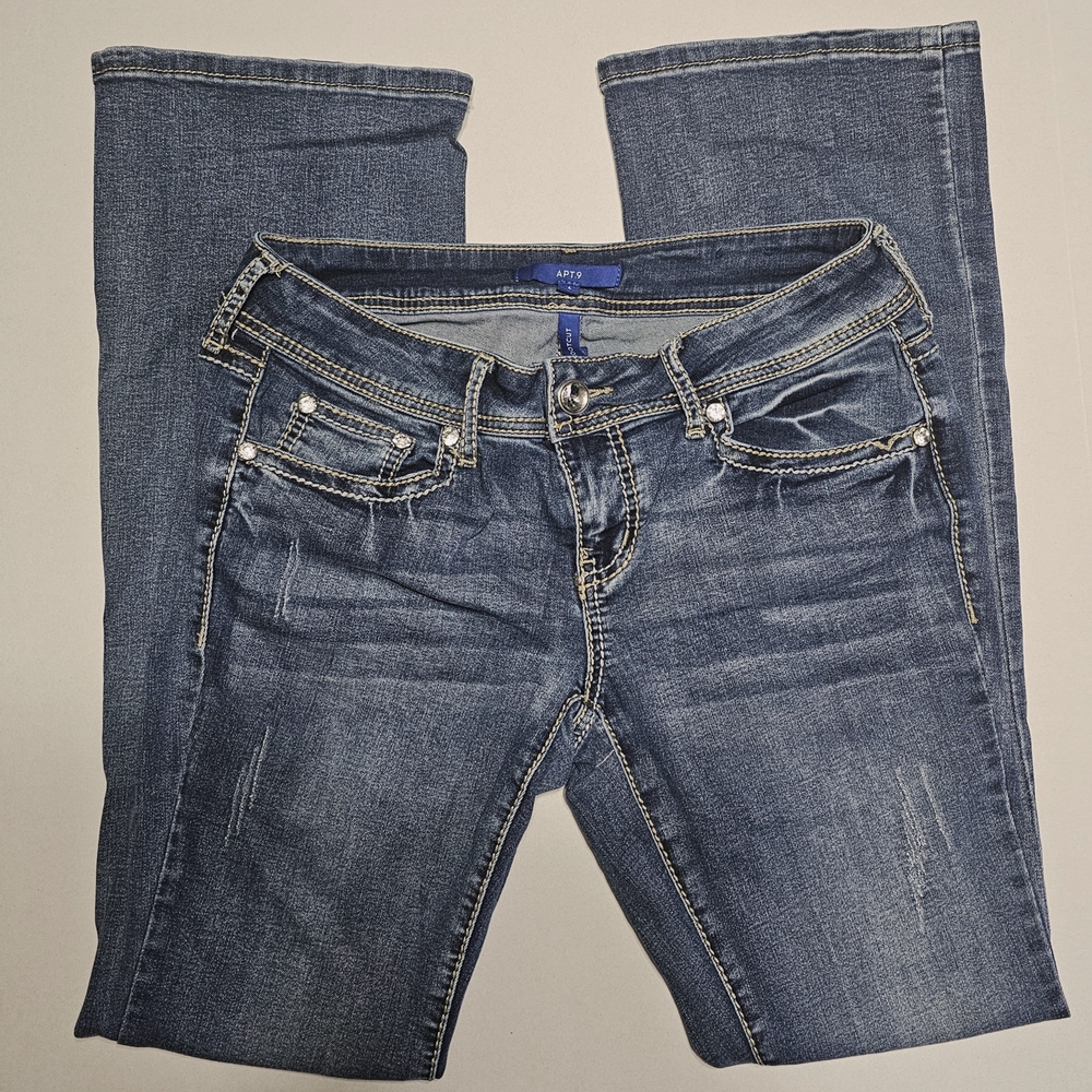 Apt. 9 Blue Boot Cut Jeans with Whiskering